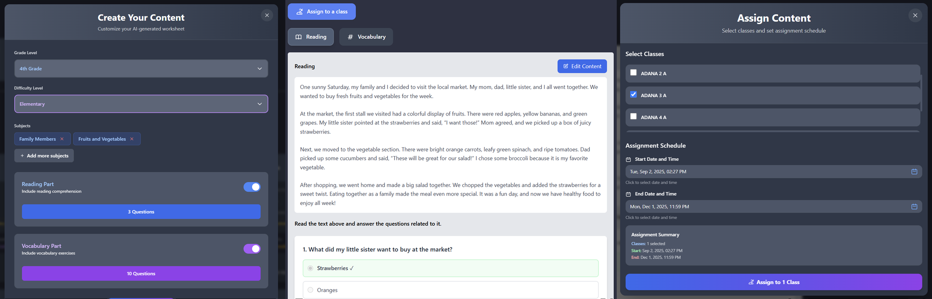 AI Homework Creator generating an assignment